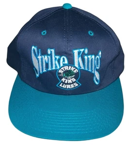 Vintage Strike King Lures Snapback Fishing Hat 90's Cap Embroidered Blue On Blue - Picture 1 of 6