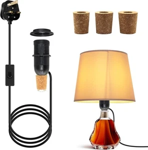 E14 Bottle Lamp Adaptor Kit, 240 CM Lengthened Bottle Lamp Kits, Black DIY - Picture 1 of 6