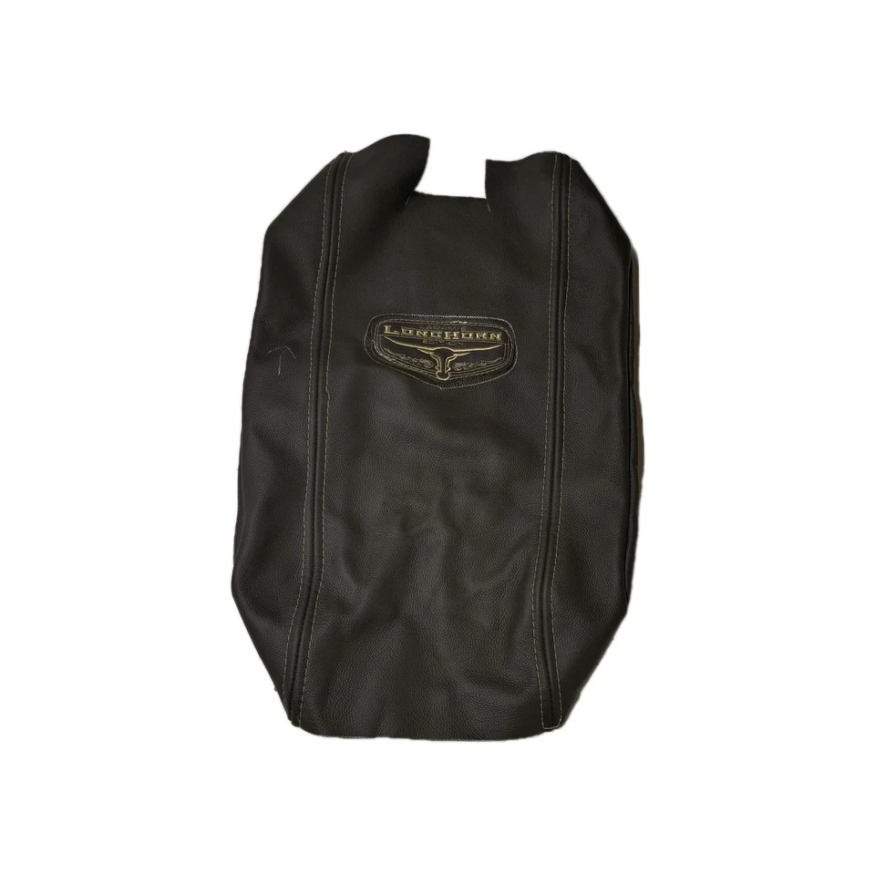 Para Dodge Ram Limited LongHorn 09-18 - Cubierta de tapa de consola central de cuero, marrón oscuro Foto 1 de 4