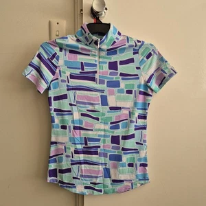 Ibkul Women's Short Sleeve Geometric Top Size XS Golf Shirt - Picture 1 of 4