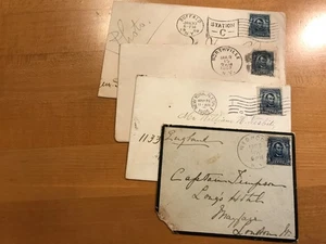 US 304 STAMP. FOUR POSTAL COVERS.  NEW YORK CANCELS. HAWAII. BERMUDA. LONDON. - Picture 1 of 5