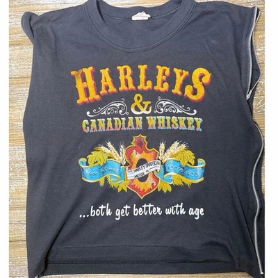 Camisa De Colección Harley Davidson y Whisky Canadiense Motociclista Punk Cremallera Laterales Mujeres S Foto 1 de 4