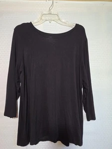 Top pulóver negro Investments para mujer suave elástico cómodo manga 1X 3/4 - Imagen 1 de 7