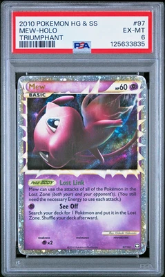 PSA 6 2010 Pokemon HeartGold SoulSilver Triumphant Prime Mew 97/102 Holo Foil - Image 1 of 2