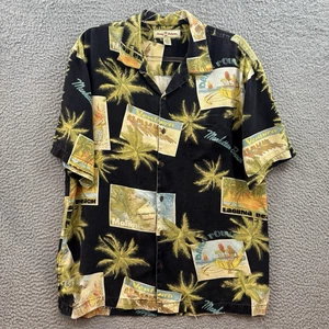 Tommy Bahama Hemd Herren Medium 100 % Seide Hawaii Camp Künstler Strand Bikini Mädchen - Bild 1 von 13
