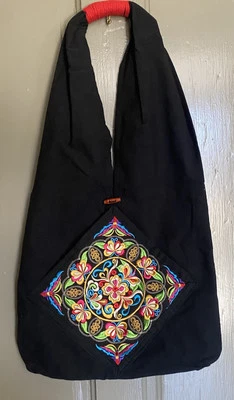 Tranditional ~ многоцветная вышивка цветок через плечо Lg холст наплечная сумка новый - Изображение 1 из 4