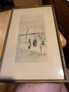 OGATA GEKKO Sasaki Toyokichi Japanese Woodblock Print of 3 Women LADY TRAVELERS - Picture 1 of 5