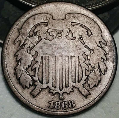 1868 Two Cent Piece 2C Ungraded Civil War Era US Copper Coin CC28150 - Image 1 of 4