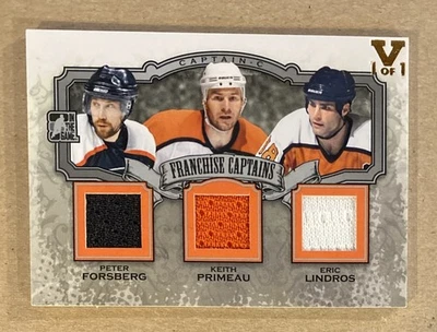 2011-12 ITG Captain-C Franchise Captains Forsberg Primeau Lindros Jersey 1/1 - Image 1 of 2