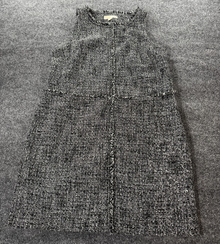 Abito tubino Michael Kors donna 12 nero bianco sfilacciato tweed senza maniche zip laterale