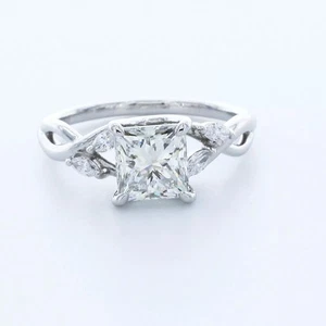 Platinum Engagement Ring Petite 2.47 Carat Princess Lab-Grown Diamond E VS2 - Picture 1 of 5