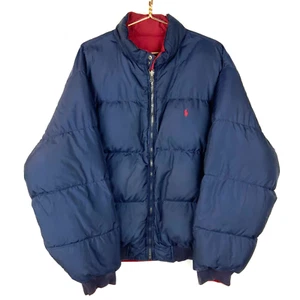 Vintage Polo Ralph Lauren Daunen Puffer Jacke Gr. 2XL Blau Full Zip Wende - Bild 1 von 6