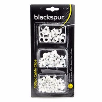 BLACKSPUR Cable Clips Set Wires Tidy Tacks Wires N Shaped 6 8 10mm Skirting Clip Cables