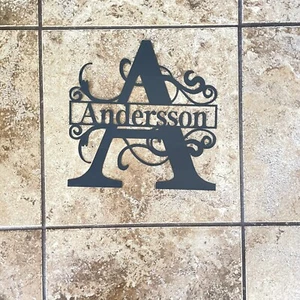 Letter Monogrammed Family Name Sign Metal Art Wall Decor- Andersson - Picture 1 of 4