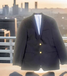IZOD Boys 16 R Navy Blue Sport Coat Suit Jacket Stretch Polyester BL 2 Button EC - Picture 1 of 8