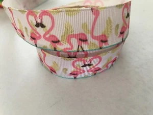 Grosgrain Flamingo Bird Ribbon 7/8" 22mm - Picture 1 of 1
