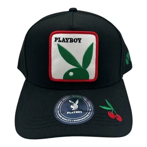 Playboy Hat Lids X Snapback Black Square Patch Bunny Logo Cherry A-Frame Cap - Picture 1 of 8