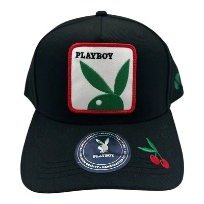 Playboy Hat Lids X Snapback Black Square Patch Bunny Logo Cherry A-Frame Cap - Image 1 of 4