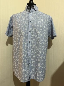 Mish Mash Shirt XL Short Sleeves Relaxed fit Cotton Polyester Blue Stripe - Picture 1 of 10