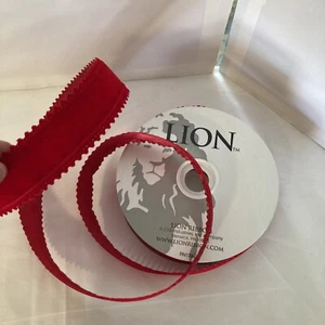 NEW Lion Ribbon Velvet RED 1-3/8” x 20 yards Scalloped Edge Christmas Holiday - Picture 1 of 8