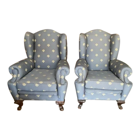 Pair of 19th Century Antique Wing Arm Chairs Cover