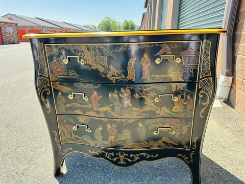 Vintage Drexel Heritage Collection Asian Black Lacquer Chest of Drawers Cover