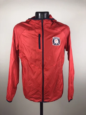 Women’s Fanatics Red Chicago Fire MLS Soccer Full Zip Windbreaker Jacket Medium Cover