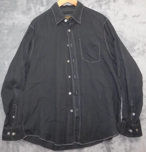 Tommy Bahama Button Up Shirt Men's L Black Pocket Contrast Stitch - Picture 1 of 12