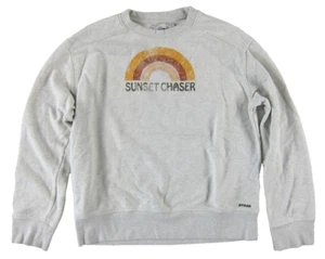 PrAna Organic Cotton Grey Orange Rainbow Sunset Chaser Sweatshirt Women Medium - Picture 1 of 5