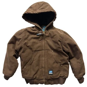 Berne Kids' Hooded Jacket Canvas Brown Duck Active Coat XS - Picture 1 of 3
