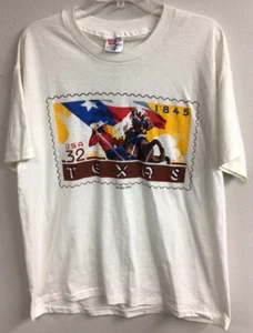 Vintage USPS “Texas 1845” Commemorative Stamp Single Stitch T-Shirt Adult L - Picture 1 of 4
