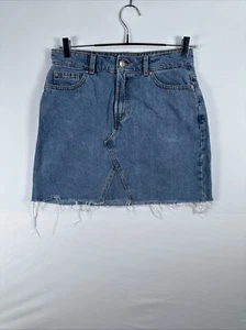 Denim & Co. Denim Skirt Size 12 Women Blue A-Line Pocket Button with Zip Fly - Picture 1 of 5