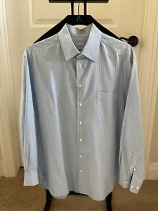 Men's Armani Collezioni Blue & White Striped Dress Shirt, Sz. 16 1/2 Reg. / 42 - Picture 1 of 6