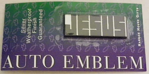 JESUS Small Christian Auto Emblem Car Tag - Silver / Chrome Color Finish - Bild 1 von 2