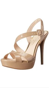 Jessica Simpson Beverlie Open Toe Sandals Stiletto Nude Platform Strappy 9.5 New - Picture 1 of 9