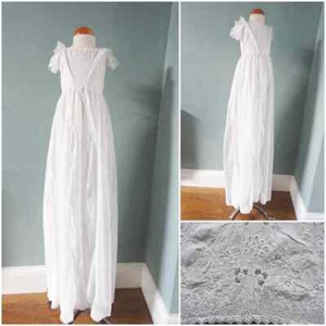 Antique Christening Gown Dress Ayrshire Embroidered Victorian Baptism Baby c1850 - Picture 1 of 10