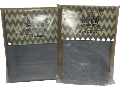 Vintage Curtain Valance Panels Blue Linen Blend 52"W x 18"L Set of 2 Linen Blend - Image 1 of 4