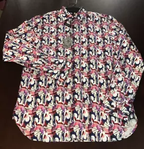 Visconti Black Men's SZ M LS Woven stretch Button up shirt Pink Red Blue - Picture 1 of 3