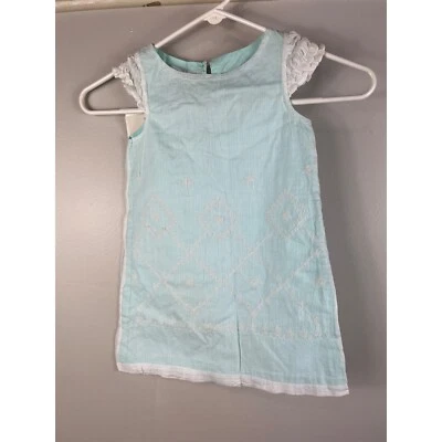 Nuevo con etiquetas Vestido Deux Par Deux Niñas Pequeñas Verde Claro Azul Encaje Manga Gorra Talla 3 Foto 1 de 4