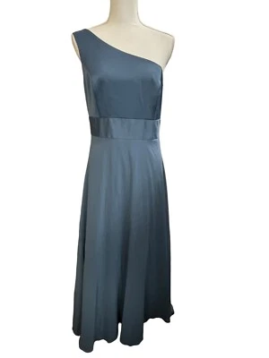 Vestido largo David's Bridal para mujer azul forrado con un hombro 14 Foto 1 de 4