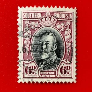 Southern Rhodesia Stamp, 1936 K George V  6d Black and Magenta. SG# 20b. U - Picture 1 of 3