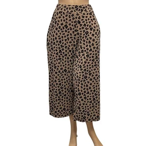 IMAN Leopard Animal Print Pants Crop Palazzo Wide Leg Pull On Sz XLP NWOT - Picture 1 of 13