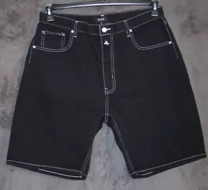 HUF Shorts Adult 36W Black Jean Embroider Fly & Swatter 5 Pockets Casual Mens - Picture 1 of 13