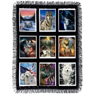 Wolf Fleece Blanket 9 Panel Custom Photo Throw Blanket - Picture 1 of 3