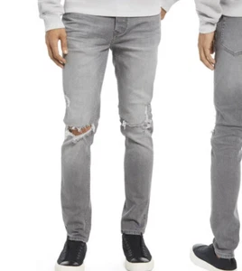 TOPMAN Gray Ripped Mens Skinny Jeans Size W32 L32 New NWT - Picture 1 of 8