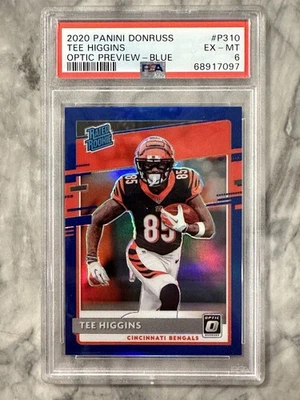 Tee Higgins 2020 Panini Donruss Optic Preview Blue /125 Rated Rookie PSA 6 - Image 1 of 2