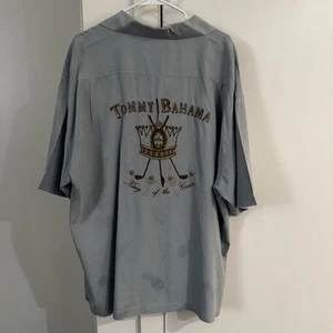 Tommy Bahama "King of the Green" 100% Silk Camp Shirt Golf Embroidery Size XXL - Picture 1 of 5