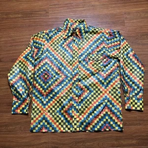 Vtg Obermeyer Wind Shirt XL Skiing 100% Nylon Checkered Button Pocket Tee Japan - Picture 1 of 18