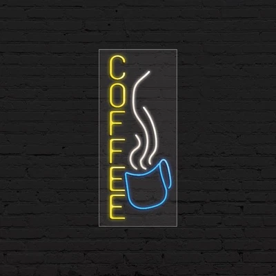 Coffee (vertical) Sign for Business Display | LED Flex Neon | 13"W x 32"H x 1"D - Image 1 of 4