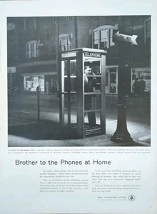 1955 Vintage Late Night Phonebooth Bell Telephone Print Ad, 24 Hours A Day - Picture 1 of 1